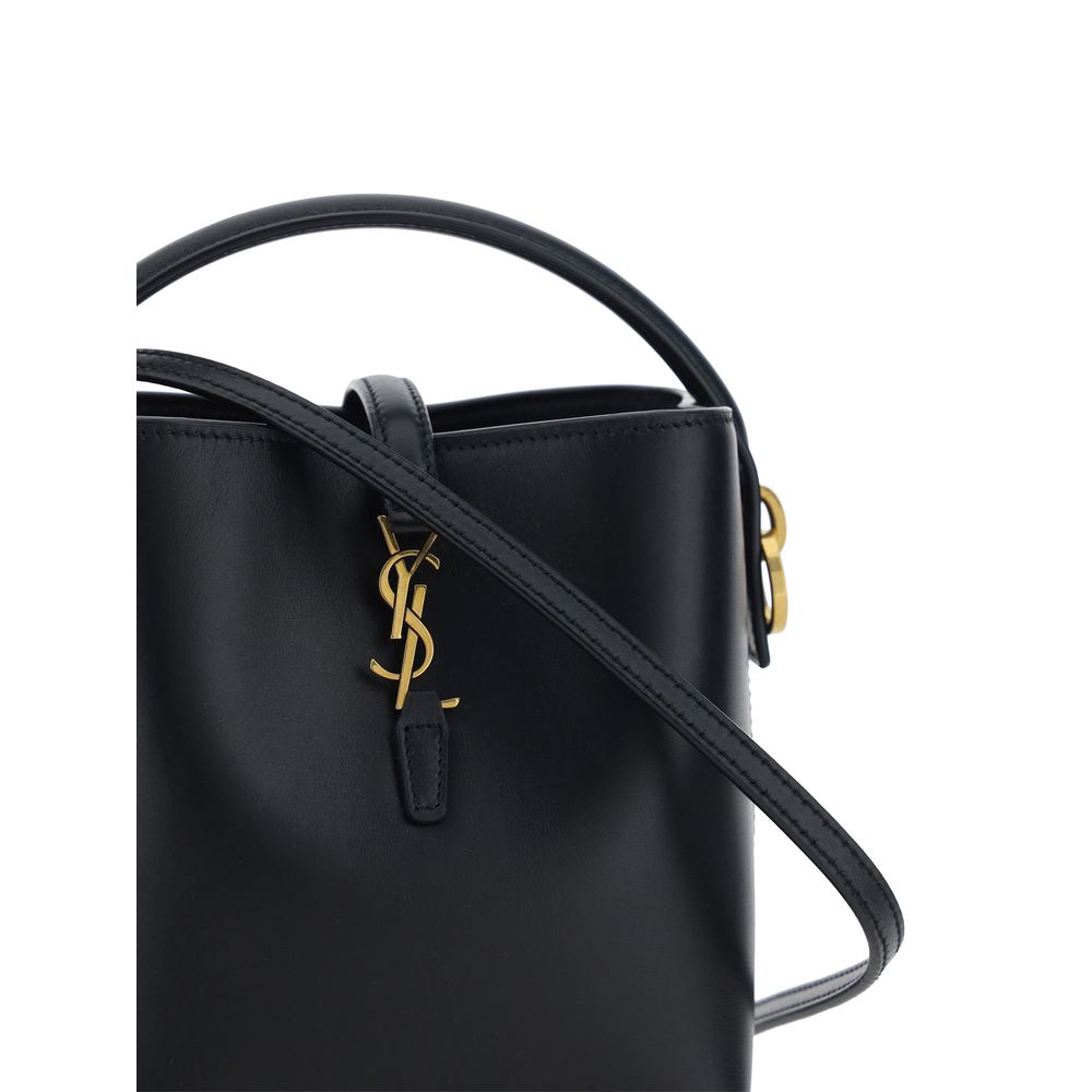 Shoulder Bag by Saint Laurent for women in bos taurus calf nappa & suede leather black presents a versatile silhouette, showcasing a secure hook and versatile single-compartment with versatile shoulder-strap, handle & adjustable-strap for a sophisticated look.