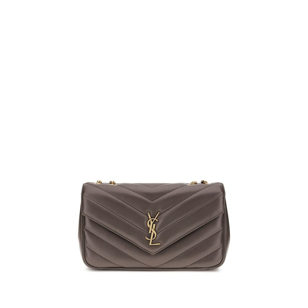 Quilted 2-in-1 Shoulder & Crossbody Flap Bag by Saint Laurent for women in lambskin leather gray & signature showcases a enviable silhouette, artfully detailed with a secure flap & magnetic, organized , and versatile crossbody-strap, shoulder-strap & adjustable-strap for a enviable look.