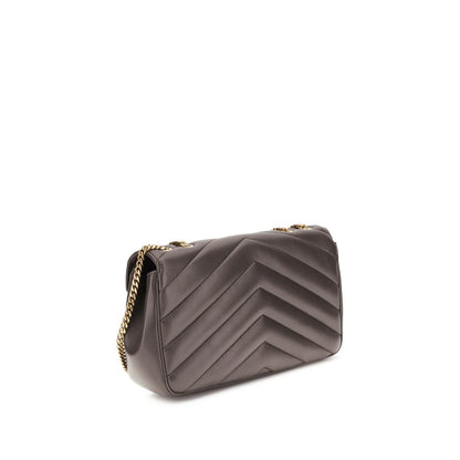 Quilted 2-in-1 Shoulder & Crossbody Flap Bag by Saint Laurent for women in lambskin leather gray & signature features a effortless sophistication silhouette, secured by a flap & magnetic with ample and versatile crossbody-strap, shoulder-strap & adjustable-strap for a effortless sophistication finish.