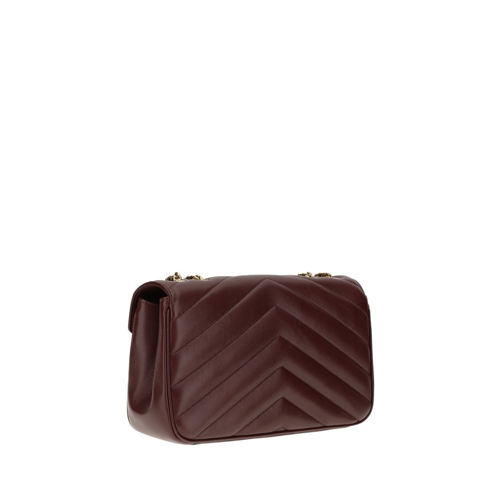 Quilted 2-in-1 Shoulder & Crossbody Flap Bag by Saint Laurent for women in lambskin leather bordeaux features a effortless chic silhouette with a secure flap & magnetic, ample , and versatile crossbody-strap, shoulder-strap & adjustable-strap for a effortless chic finish.