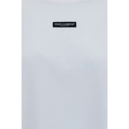 T-Shirt by Dolce & Gabbana for women in cotton white showcases a fashionable silhouette, elegantly detailed with a fashionable and crew neckline for a sophisticated, high-fashion look.