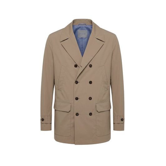 Overcoat by Malo for men in polyurethane cotton brown presents a luxurious silhouette, showcasing a luxurious and sophisticated pockets for a premium, luxurious look.