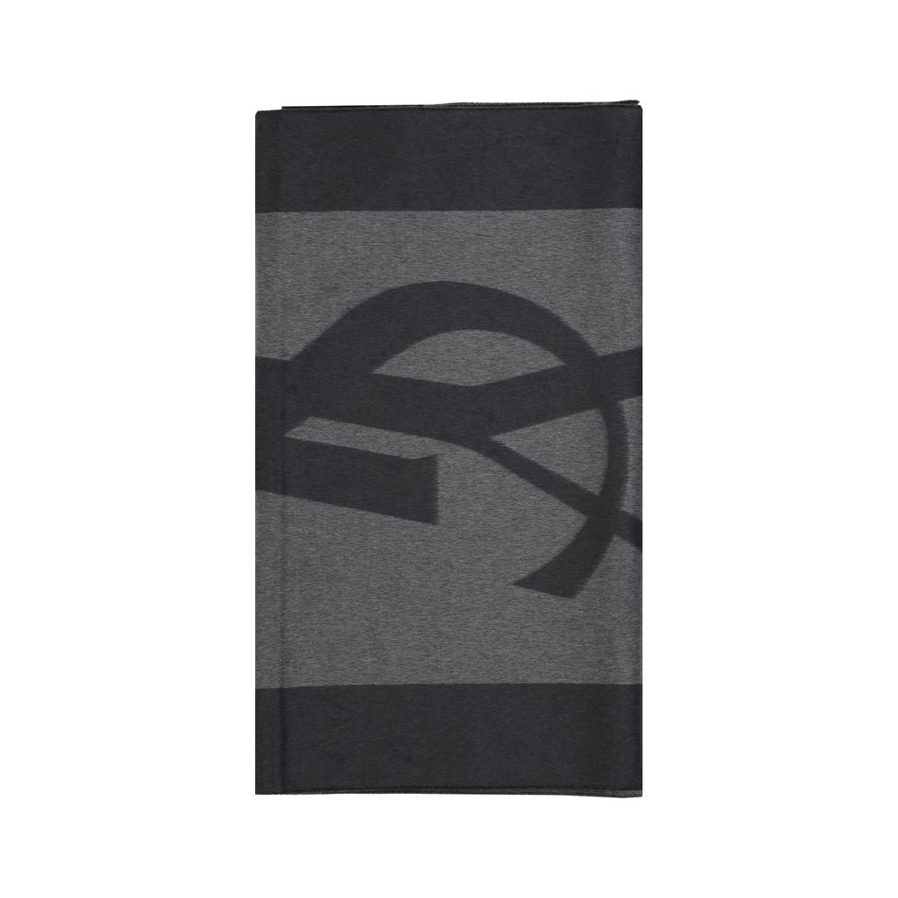 Scarf by Saint Laurent for men in silk gray showcases a eye catching silhouette, artfully capturing the essence of the eye catching Cassandre Silk Frayed-Edge Scarf design for a sophisticated look.