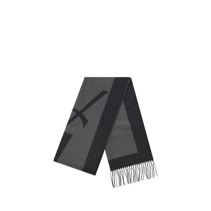 Scarf by Saint Laurent for men in silk gray presents a cosy silhouette, artfully capturing the sophisticated design and premium aesthetic of the Cassandre Silk Frayed-Edge Scarf.