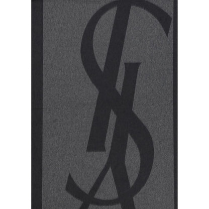 Scarf by Saint Laurent for men in silk gray features a timeless silhouette, artfully capturing the essence of the timeless Cassandre Silk Frayed-Edge Scarf design for a sophisticated look.