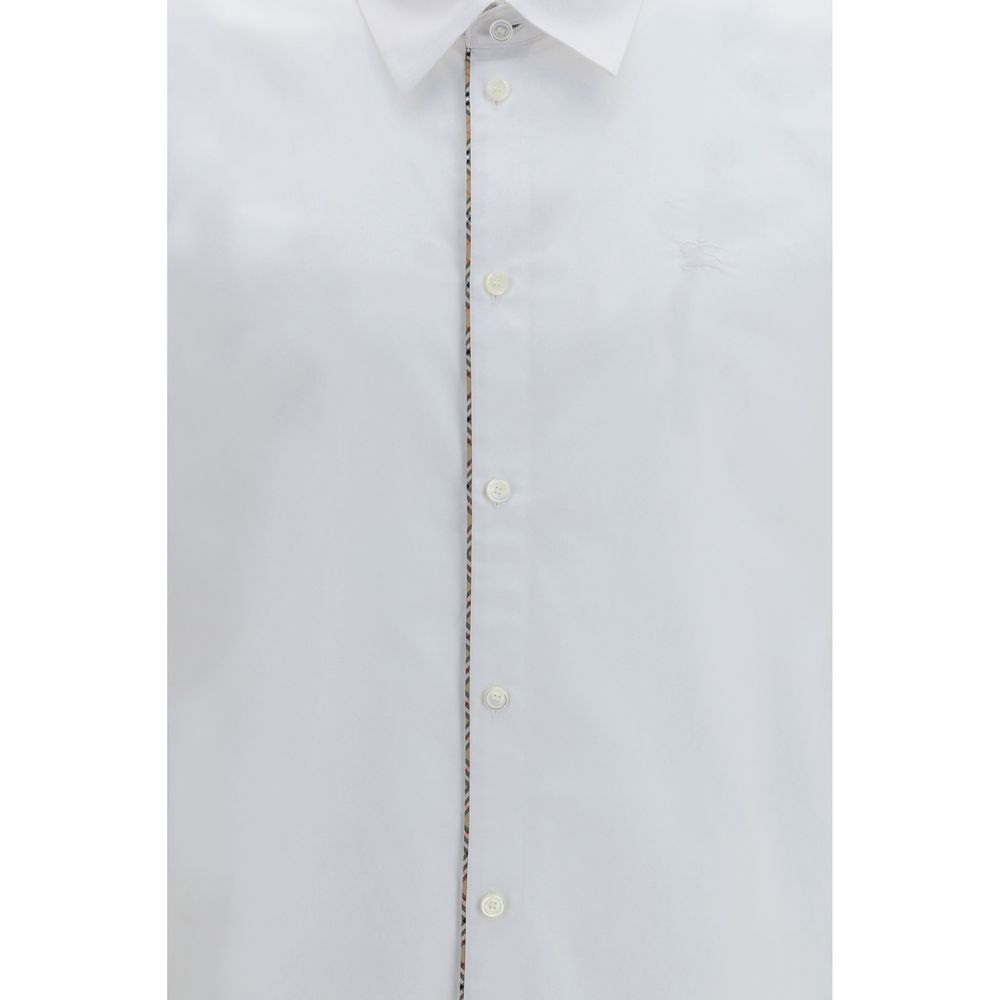 Dress Shirt by Burberry for men in cotton white showcases a sleek silhouette, elegantly detailed with a sleek and for a sleek finish.