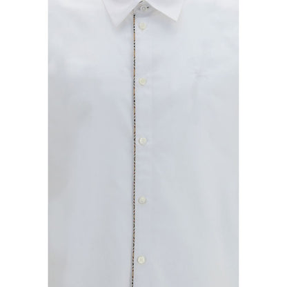 Dress Shirt by Burberry for men in cotton white showcases a sleek silhouette, elegantly detailed with a sleek and for a sleek finish.
