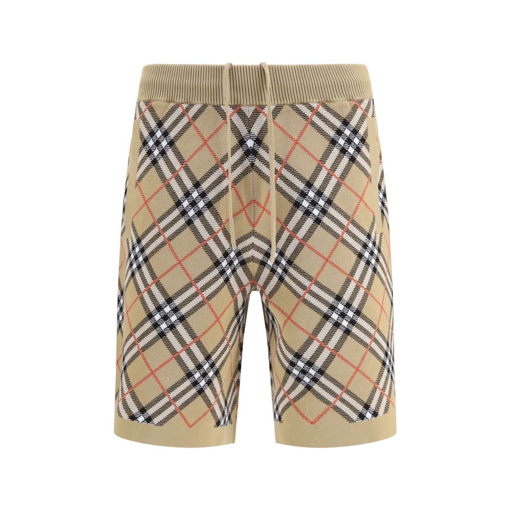 Bermuda Shorts by Burberry for men in stretch polyamide cotton beige & patterned features an tailored silhouette, showcasing a tailored relaxed-fit & regular-fit with a short and for a sophisticated look.