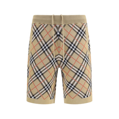 Bermuda Shorts by Burberry for men in stretch polyamide cotton beige & patterned features an tailored silhouette, showcasing a tailored relaxed-fit & regular-fit with a short and for a sophisticated look.