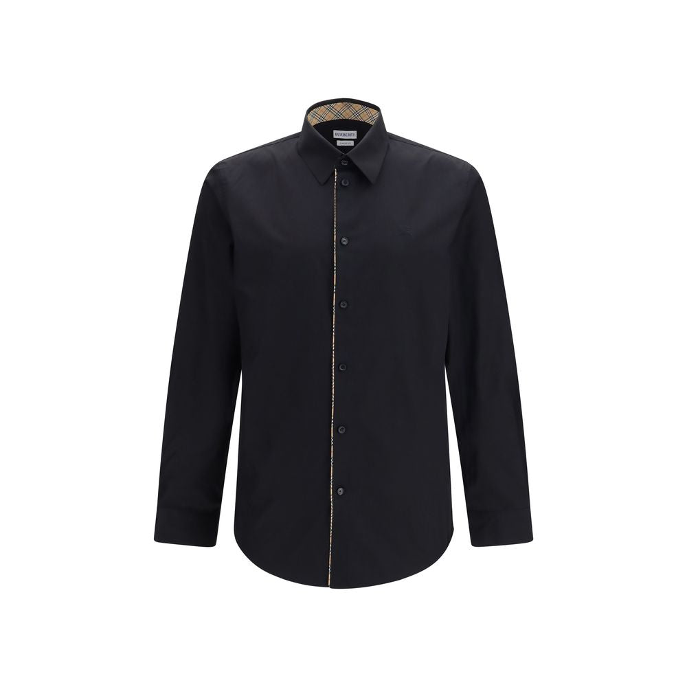 Dress Shirt by Burberry for men in cotton black showcases a sleek silhouette, elegantly detailed with a sleek and long-sleeve for a sleek finish.
