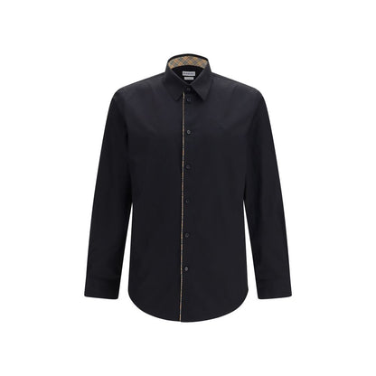 Dress Shirt by Burberry for men in cotton black showcases a sleek silhouette, elegantly detailed with a sleek and long-sleeve for a sleek finish.