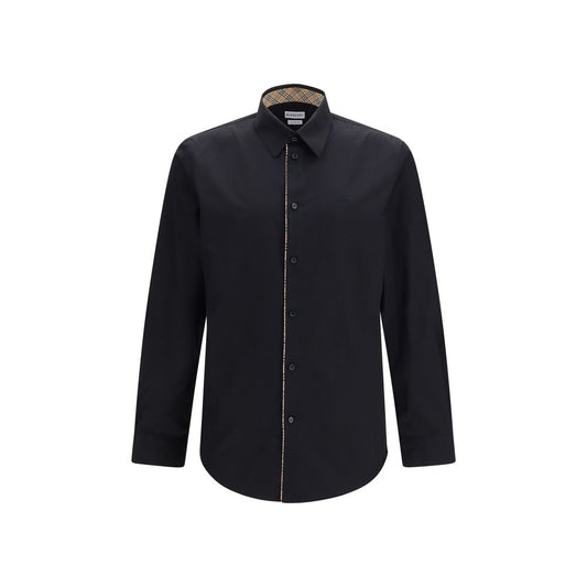 Dress Shirt by Burberry for men in cotton black showcases a sleek silhouette, elegantly detailed with a sleek and long-sleeve for a sleek finish.