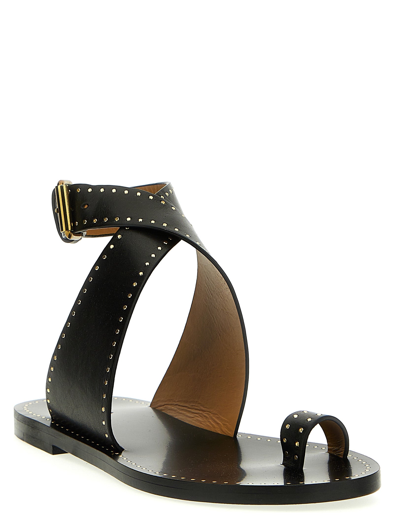 Flat Ankle Strap Flip-Flop Sandals by Isabel Marant for women in calfskin leather black features an architectural design from the Women's Calfskin Leather Flat Ankle Strap Flip-Flop Sandals collection, defined by a architectural flat and for a architectural finish.
