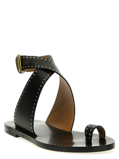 Flat Ankle Strap Flip-Flop Sandals by Isabel Marant for women in calfskin leather black features an architectural design from the Women's Calfskin Leather Flat Ankle Strap Flip-Flop Sandals collection, defined by a architectural flat and for a architectural finish.