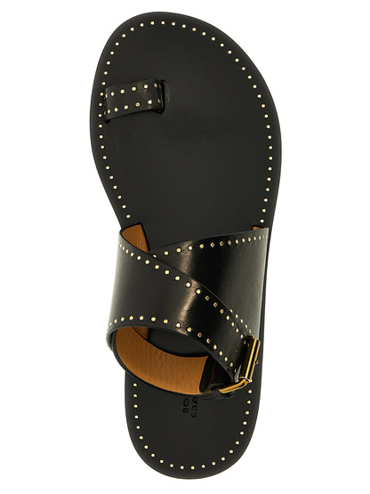Flat Ankle Strap Flip-Flop Sandals by Isabel Marant for women in calfskin leather black features an architectural design from the Women's Calfskin Leather Flat Ankle Strap Flip-Flop Sandals collection, defined by a architectural flat and for a architectural finish.