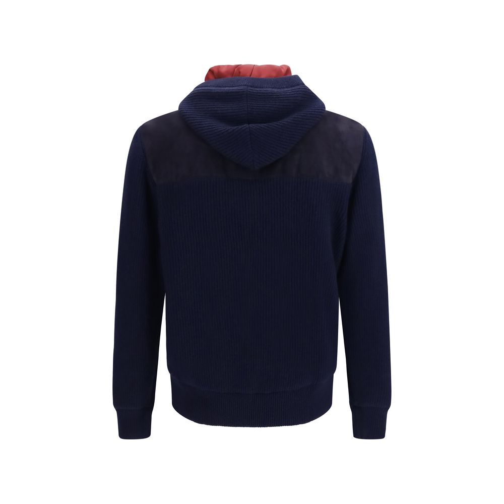Hooded Jacket by Brunello Cucinelli for men in bos taurus calf suede leather blue presents a authentic silhouette, artfully detailed with a authentic hooded neckline and functional pockets, hooded & insulated for a premium authentic finish.
