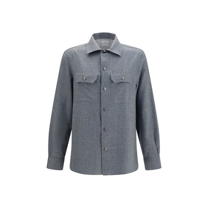 Brunello Cucinelli Gray Wool Oves Aries Shirt