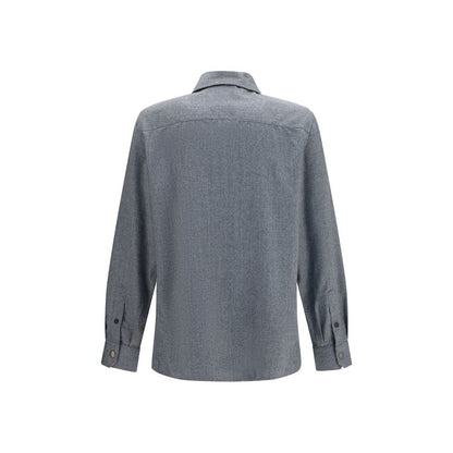 Brunello Cucinelli Gray Wool Oves Aries Shirt