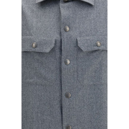 Brunello Cucinelli Gray Wool Oves Aries Shirt