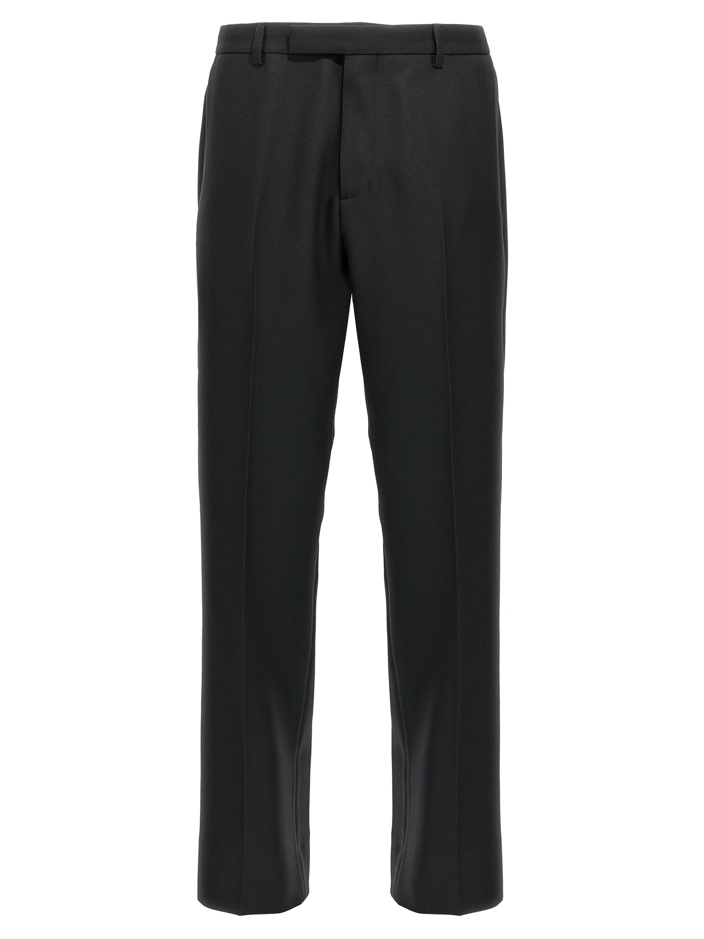 Casual Pants by Gucci for men in polyester twill black presents a tailored silhouette, showcasing a tailored and long cut with a refined for a truly tailored aesthetic.