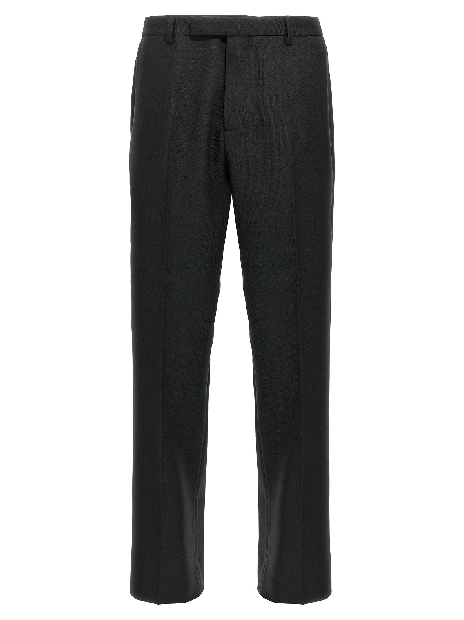 Casual Pants by Gucci for men in polyester twill black presents a tailored silhouette, showcasing a tailored and long cut with a refined for a truly tailored aesthetic.
