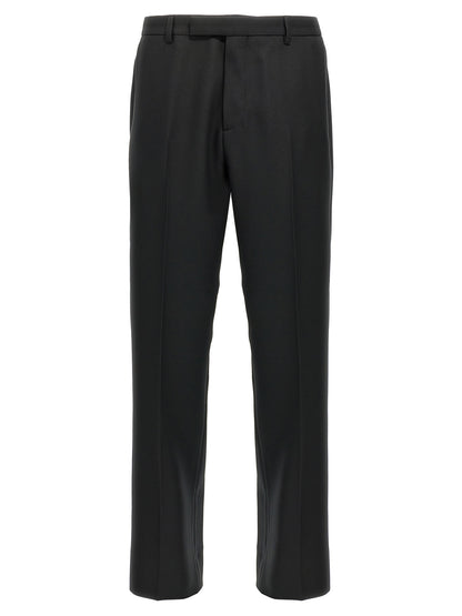 Casual Pants by Gucci for men in polyester twill black presents a tailored silhouette, showcasing a tailored and long cut with a refined for a truly tailored aesthetic.