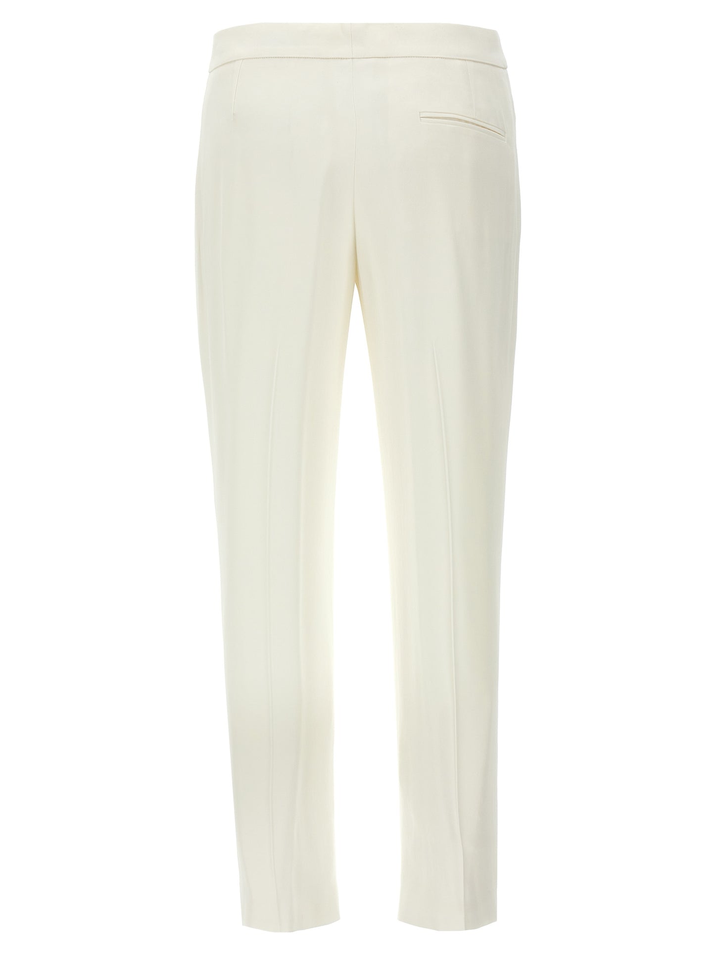 Casual Pants by Alexander McQueen for women in acetate crepe & viscose white features a polished silhouette with a polished straight, reaching a polished long and finished with a polished mid rise.