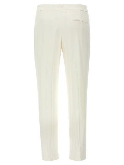 Casual Pants by Alexander McQueen for women in acetate crepe & viscose white features a polished silhouette with a polished straight, reaching a polished long and finished with a polished mid rise.