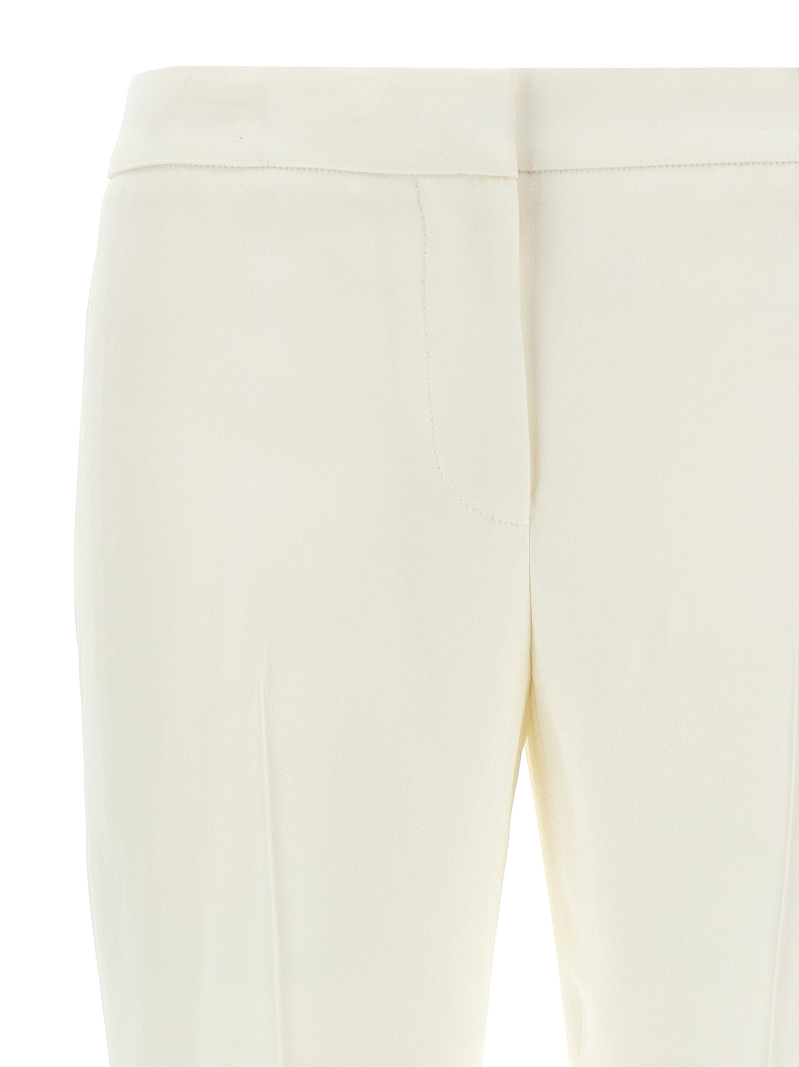 Casual Pants by Alexander McQueen for women in acetate crepe & viscose white features a refined silhouette with a refined straight, defined by a mid rise and a refined long for a refined finish.