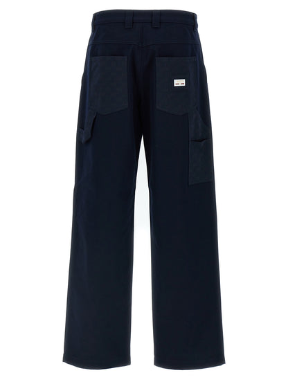 Casual Pants by Gucci for men in cotton blue & signature features a polished silhouette with a polished straight-leg, reaching a polished long and finished with a polished .