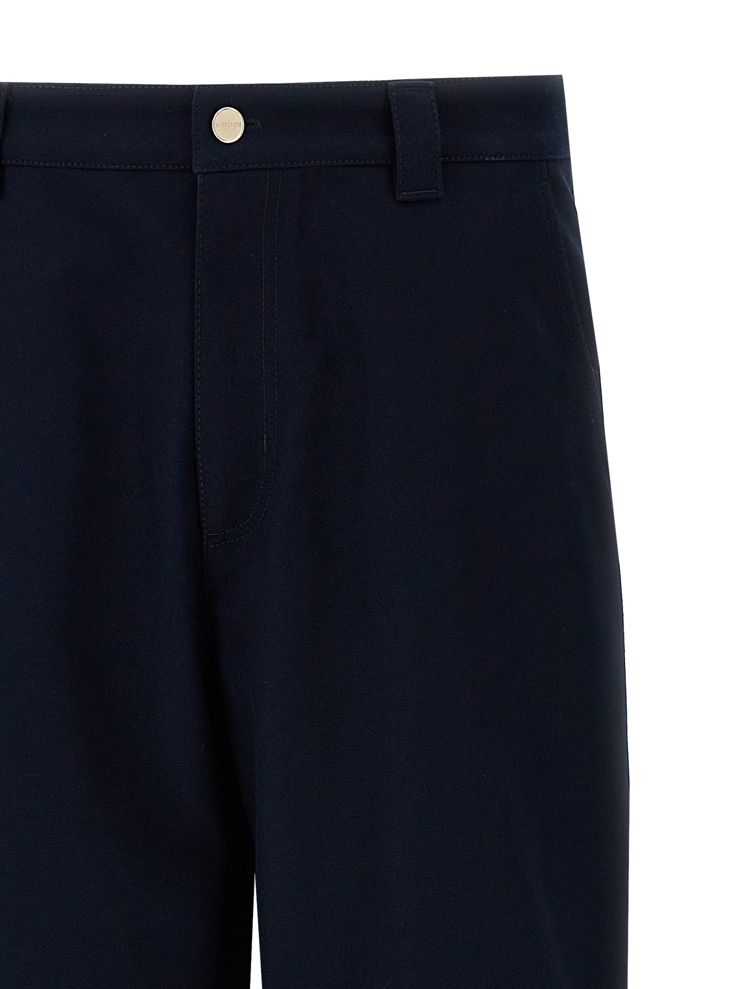 Casual Pants by Gucci for men in cotton blue & signature presents a tailored silhouette, showcasing a tailored straight-leg and long cut with a refined for a truly tailored aesthetic.