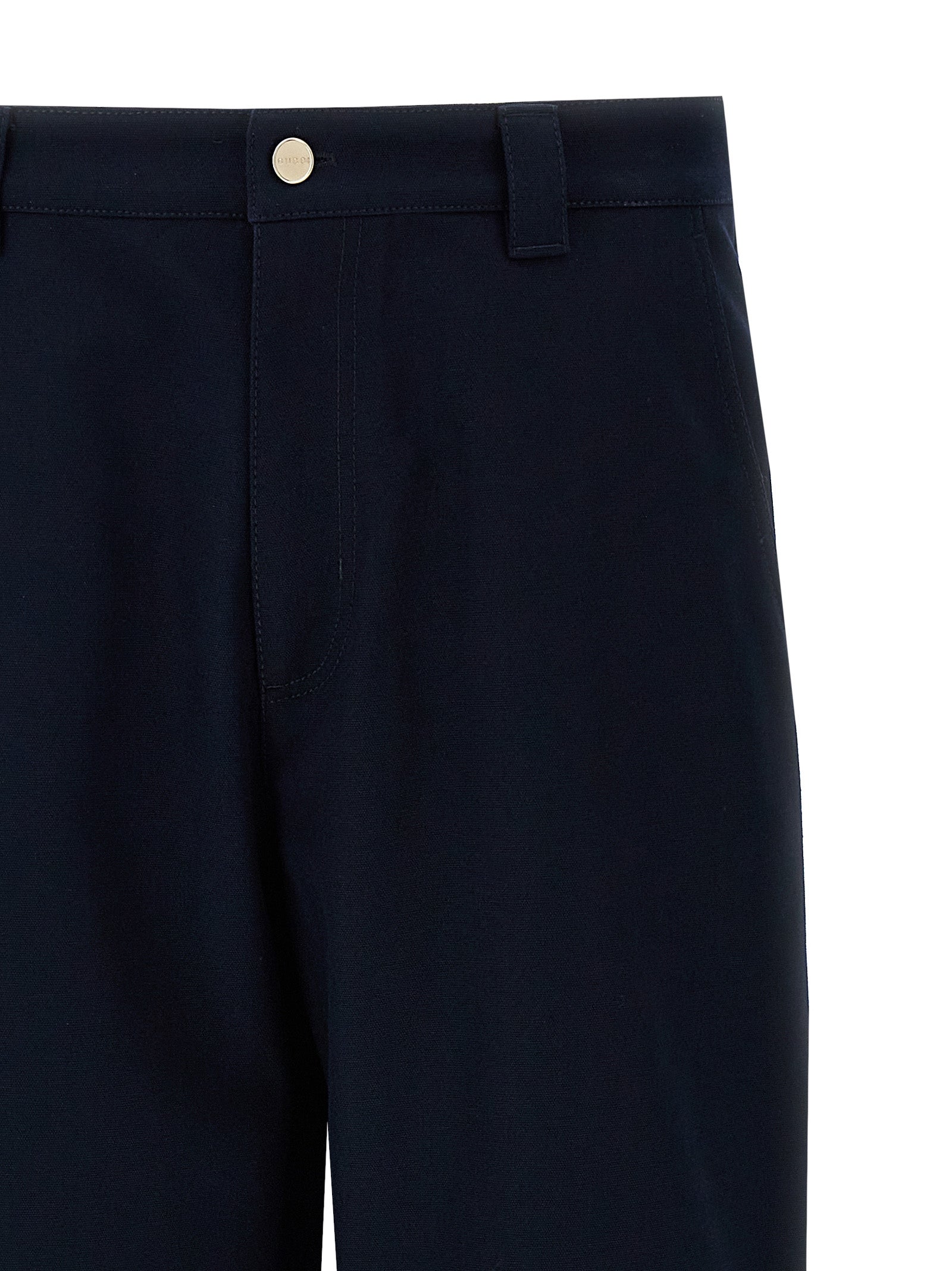 Casual Pants by Gucci for men in cotton blue & signature presents a tailored silhouette, showcasing a tailored straight-leg and long cut with a refined for a truly tailored aesthetic.