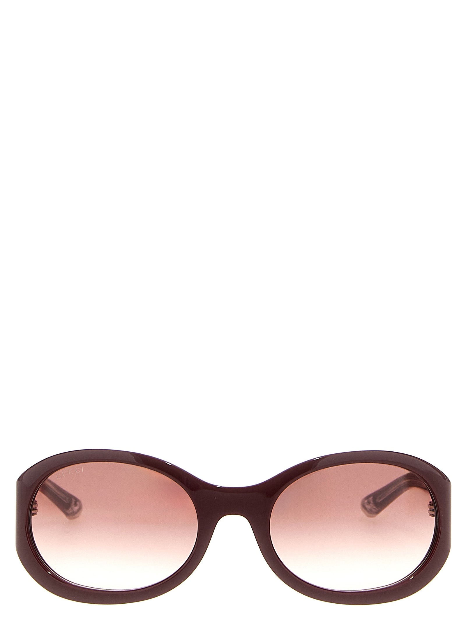 This Sunglasses by Gucci for women in bos taurus calf suede leather gradient & bordeaux presents a sumptuous silhouette, showcasing a sumptuous round frame design in and high-performance gradient lens.
