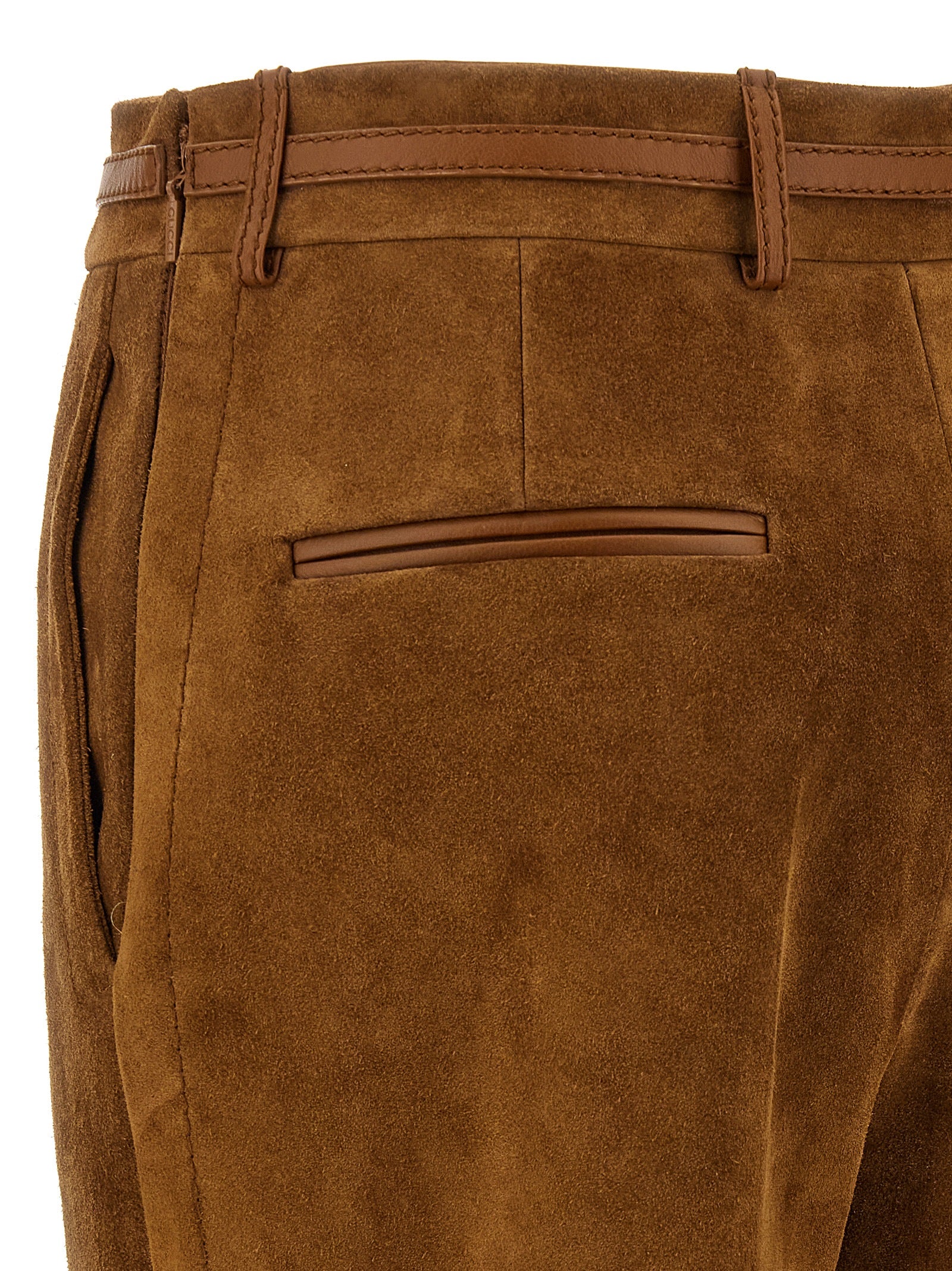 Pants by Gucci for women in bos taurus calf suede leather brown features a utilitarian straight-leg with a utilitarian long and to create a sophisticated, premium look.