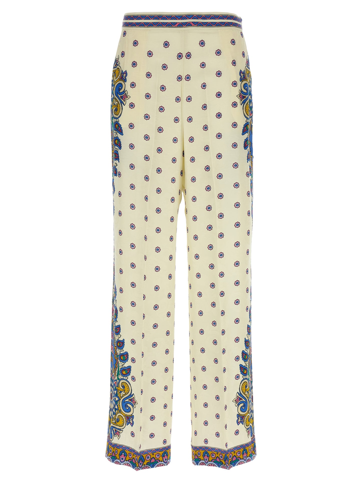 Palazzo Pants by Etro for women in silk & viscose rose, white, patterned, floral, jacquard & print features a refined silhouette with a refined wide, defined by a and a refined long for a refined finish.