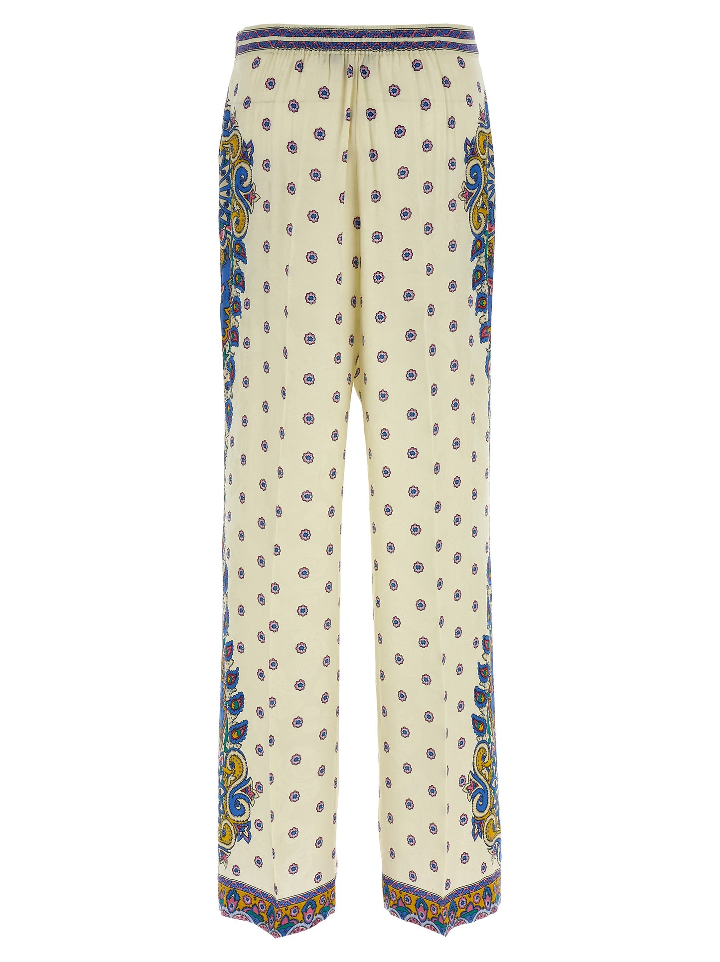 Palazzo Pants by Etro for women in silk & viscose rose, white, patterned, floral, jacquard & print features an refined tailoring silhouette, showcasing a premium wide with a and long cut for a refined tailoring look.