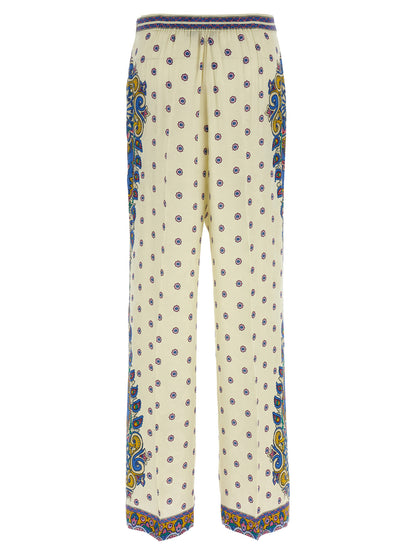 Palazzo Pants by Etro for women in silk & viscose rose, white, patterned, floral, jacquard & print features an refined tailoring silhouette, showcasing a premium wide with a and long cut for a refined tailoring look.