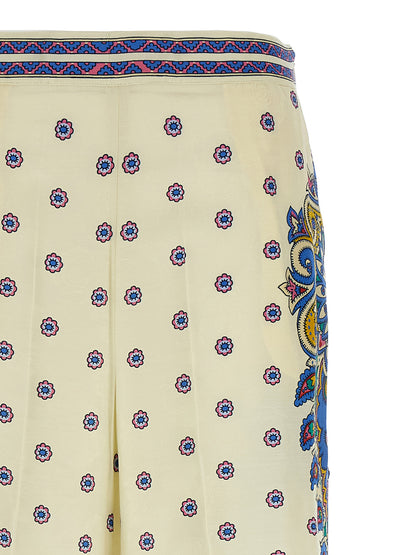 Palazzo Pants by Etro for women in silk & viscose rose, white, patterned, floral, jacquard & print presents a refined pantology silhouette, artfully defined by a refined pantology wide, long, and a sophisticated .