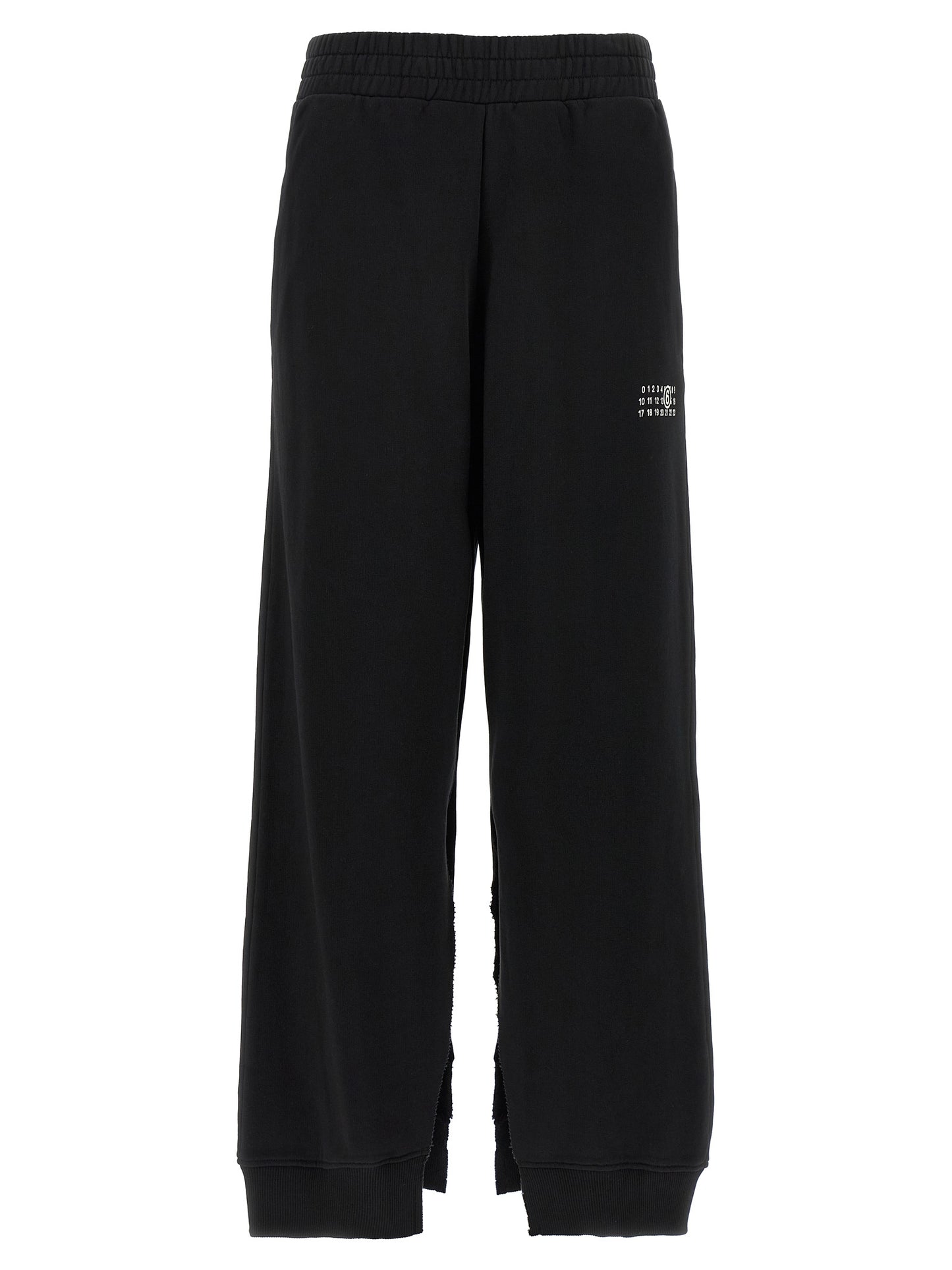 Joggers by MM6 Maison Margiela for women in cotton black, white, signature & print features a refined silhouette with a refined wide, defined by a high rise and a refined long for a refined finish.