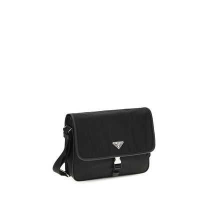 Shoulder Flap Bag by Prada for men in polyamide polyester nylon leather & viscose black & signature presents a versatile silhouette, showcasing a secure snap, flap & zipper and versatile with versatile shoulder-strap & adjustable-strap for a sophisticated look.