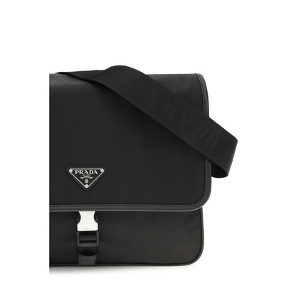 Shoulder Flap Bag by Prada for men in polyamide polyester nylon leather & viscose black & signature features a effortless chic silhouette with a secure snap, flap & zipper, ample , and versatile shoulder-strap & adjustable-strap for a effortless chic finish.