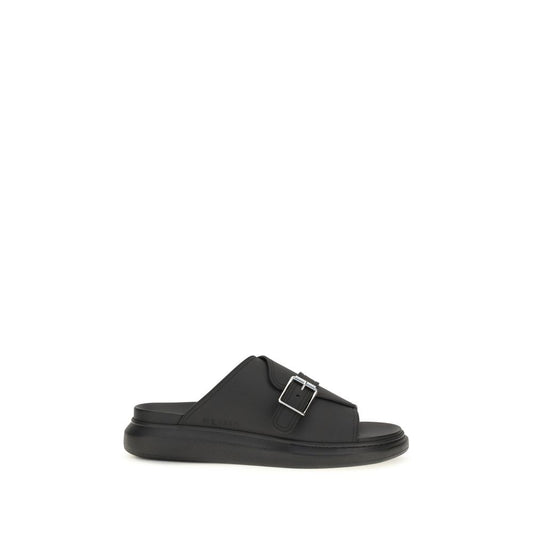 Platform Slider Sandals by Alexander McQueen for men in bos taurus calf leather black presents a sculptural silhouette, showcasing the Men's Bos Taurus Calf Leather Platform Slider Sandals design with a sculptural platform and for a premium look.
