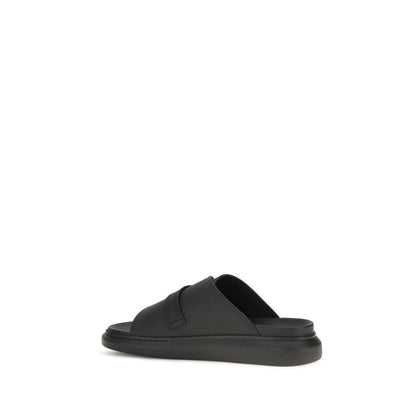 Platform Slider Sandals by Alexander McQueen for men in bos taurus calf leather and black presents a captivating silhouette, showcasing the signature style of the Men's Bos Taurus Calf Leather Platform Slider Sandals with a captivating platform and captivating .