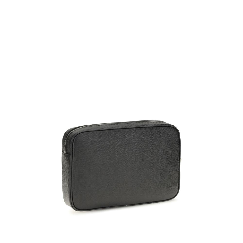 Pouch Handbag by Valentino Garavani for unisex in bos taurus calf leather black & signature features a refined silhouette, showcasing a secure zipper, organized , and versatile wristlet for a refined finish.
