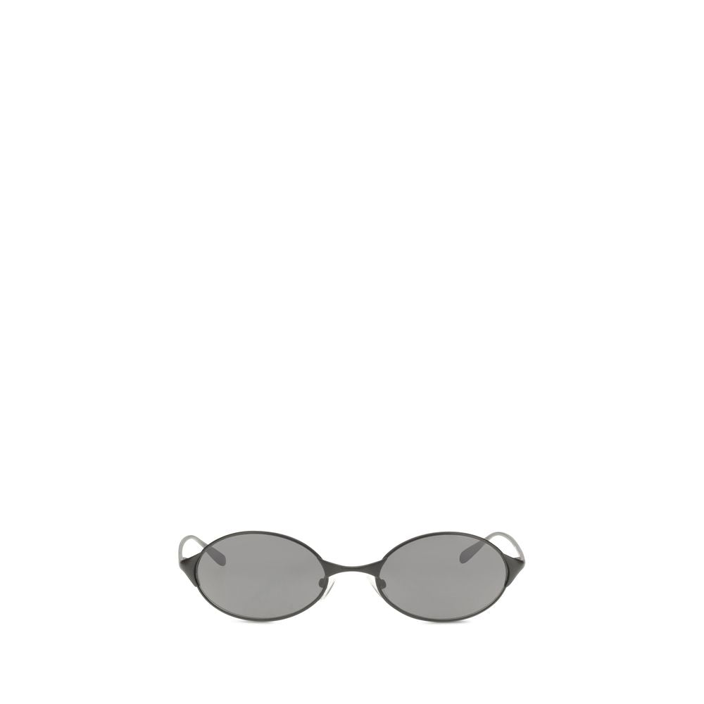 Sunglasses by Alexander McQueen for women in bos taurus suede calf leather & rhinestone and brown, gray & gold featuring an stylish oval frame design with a sophisticated gray coloured frame finish and high-performance .