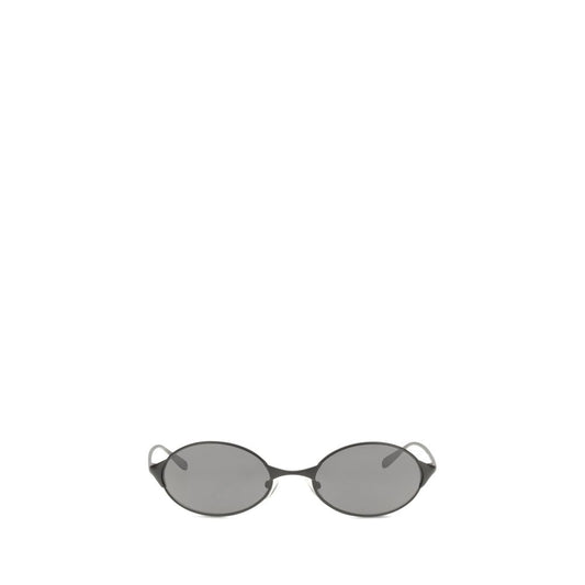 Sunglasses by Alexander McQueen for women in bos taurus suede calf leather & rhinestone and brown, gray & gold featuring an stylish oval frame design with a sophisticated gray coloured frame finish and high-performance .