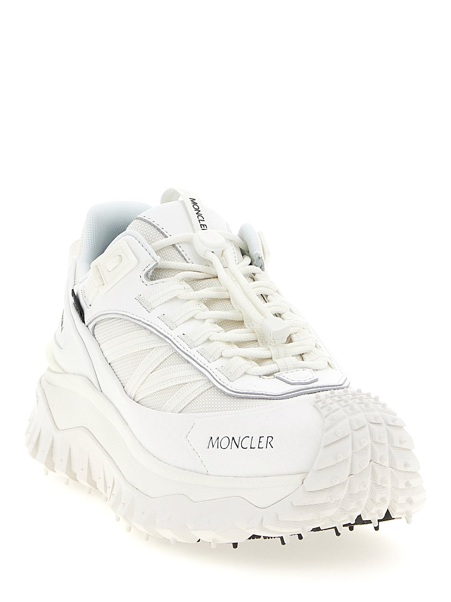 Athletic Sneakers by Moncler for women in eva & polyamide white presents a sleek silhouette, perfectly capturing the athletic style essence of Women's Athletic EVA & Polyamide Sneakers with its sleek design and premium finish.