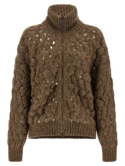 Brunello Cucinelli Brown Wool Cardigan