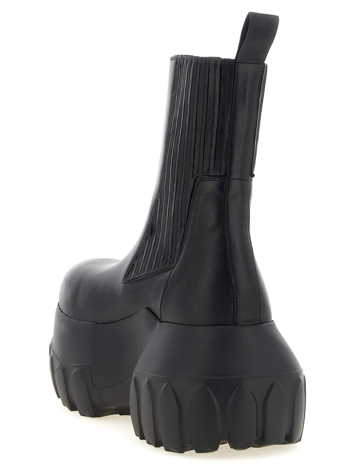 Platform Ankle Strap Boots by Rick Owens for women in ramie & leather black features an effortless chic silhouette from the Essence Women's Ramie & Leather Platform Ankle Strap Boots collection, showcasing a effortless chic platform and refined for an effortless chic look.
