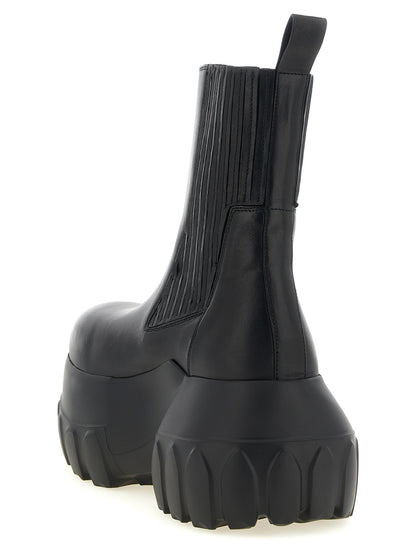 Platform Ankle Strap Boots by Rick Owens for women in ramie & leather black features an effortless chic silhouette from the Essence Women's Ramie & Leather Platform Ankle Strap Boots collection, showcasing a effortless chic platform and refined for an effortless chic look.